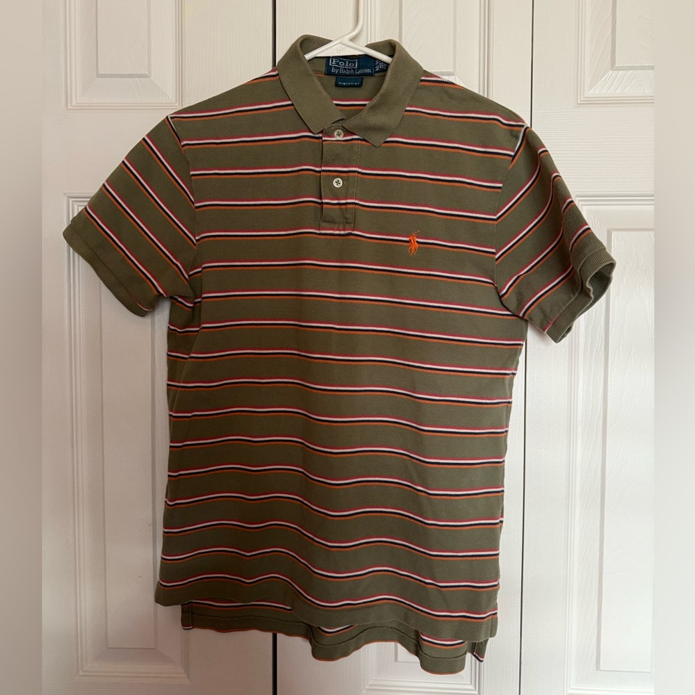 Polo by Ralph Lauren Green Striped Men's Medium - Custom Fit Shirt